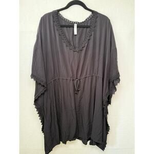 Swim by Cacique Black Dolman Sleeve Swim Cover, Size 14/16